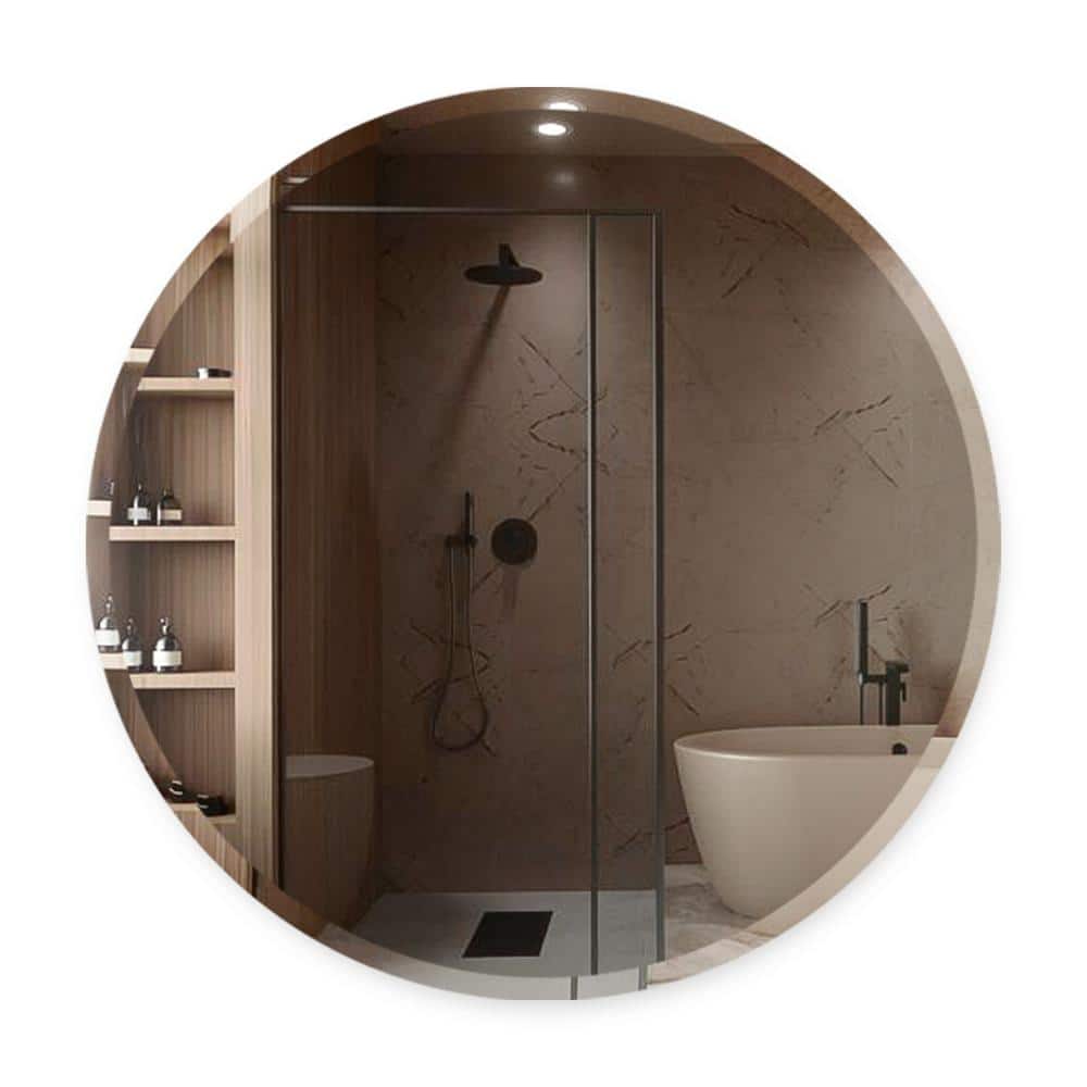 30" Round Frameless Polished Bathroom Vanity Mirror
