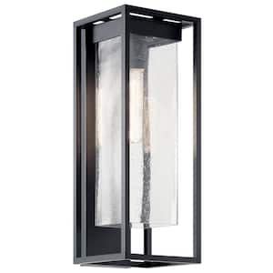 Mercer 24 in. 1-Light Black Outdoor Hardwired Lantern Wall Sconce with No Bulbs Included (1-Pack)