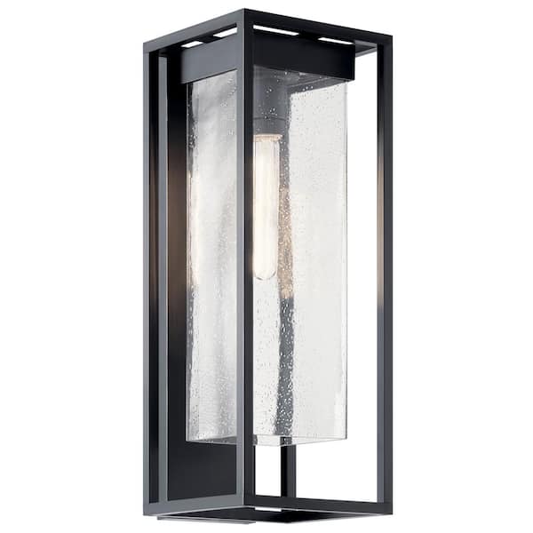 KICHLER Mercer 24 in. 1-Light Black Outdoor Hardwired Lantern Wall Sconce with No Bulbs Included (1-Pack)
