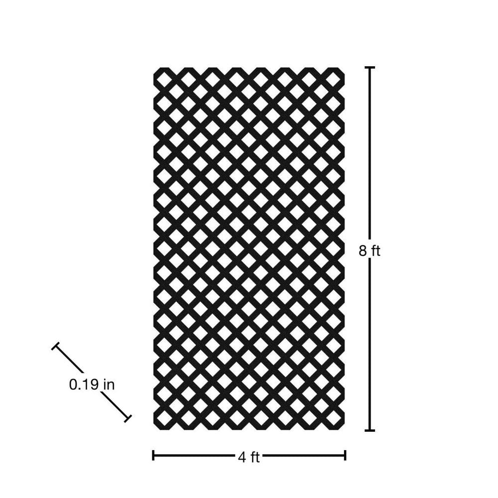Black Vinyl Diamond Privacy Garden Lattice 4 ft x 8 ft