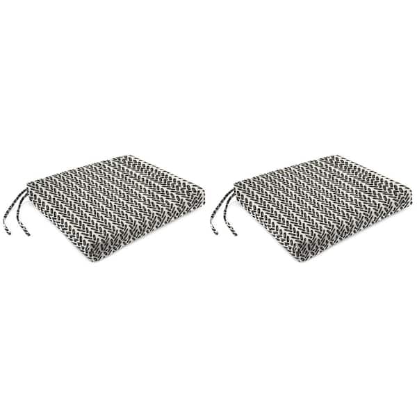 Jordan Manufacturing 19 in. L x 17 in. W x 2 in. T Outdoor Rectangular Chair Pad Seat Cushion in Hatch Black (2-Pack)