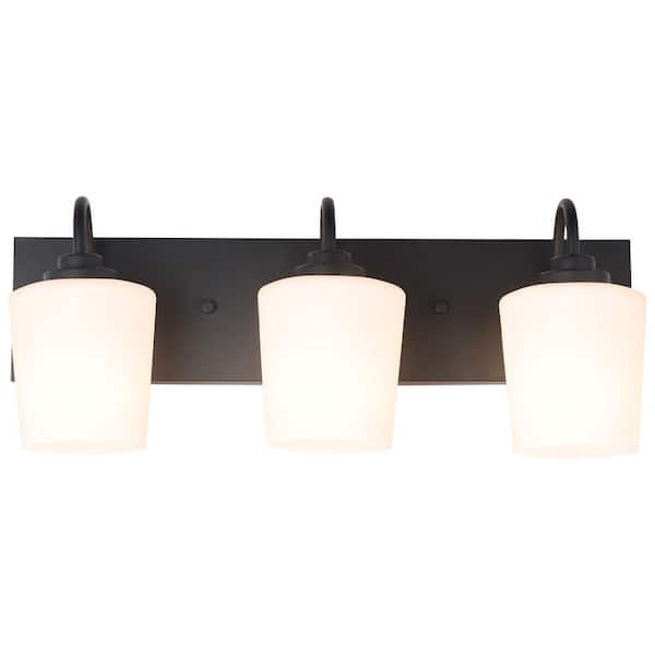 20 in. W 3-Light Black Vanity Light for Bathroom, Modern Lighting Fixture Over Mirror, E26, No Bulbs Included