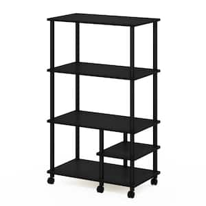 Turn-N-Tube 46 in. Tall Americano/Black Wood 4-Shelf Etagere Bookcase with Wheels