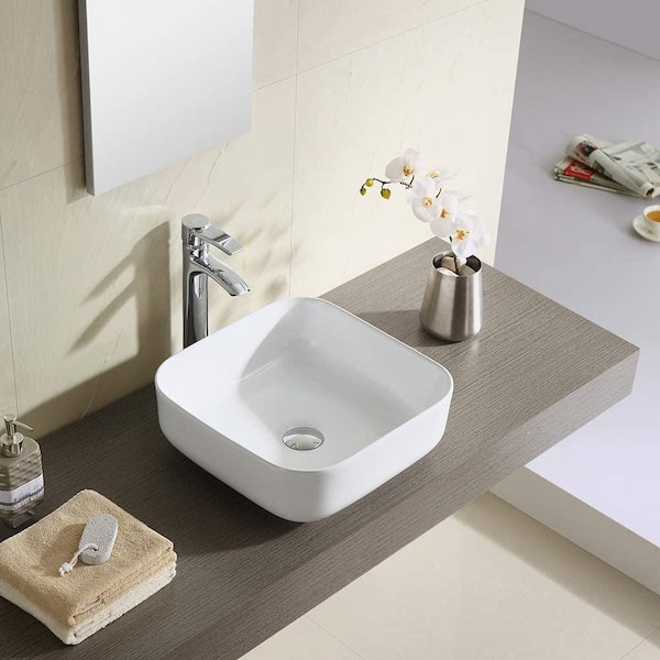 Buy Modern White Vitreous China Square Vessel Sink Online at Lowest ...