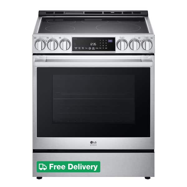STUDIO 6.3 cu. ft. SMART Slide-In Electric Range in Stainless Steel with Instaview, ProBake, Air Fry and Air Sous Vide
