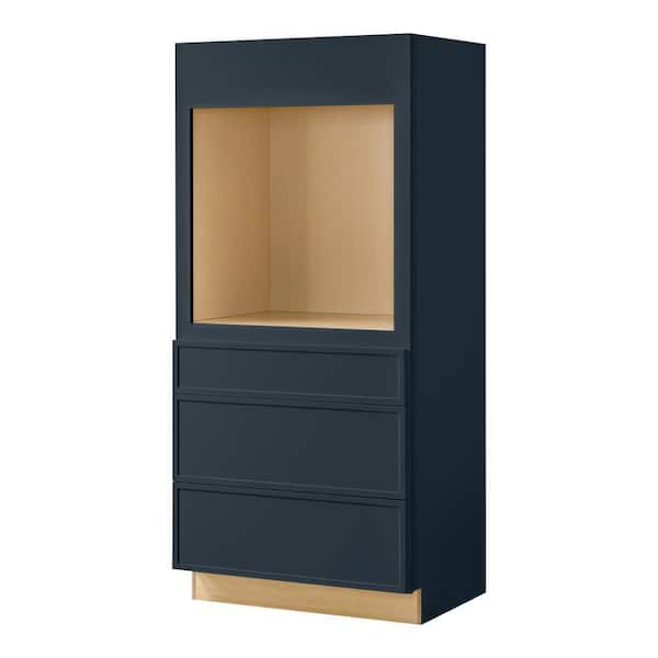 Leyton 33 in. W x 24 in. D x 72 in. H Ready to Assemble Plywood Slim Shaker Single Oven Kitchen Cabinet in Ink Blue