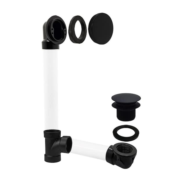 Illusionary No-Hole Sch. 40 ABS Plumbers Pack with Tip-Toe Bath Drain, Matte Black