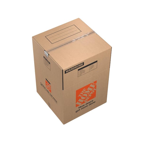 The Home Depot Wardrobe Moving Box With Bar And Handles 48 Pack 24 In L X 24 In W X 34 In D 713654 The Home Depot