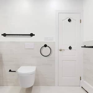 6-Piece Wall Mount Stainless Steel Bathroom Towel Rack Set in Matte Black