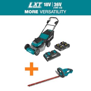 18V X2 (36V) LXT Cordless 21 in. Self-Propelled Commercial Lawn Mower Kit (4 Batteries 5.0Ah) & Hedge Trimmer