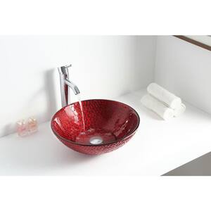 Hollywood Deco-Glass Vessel Sink in Lustrous Red