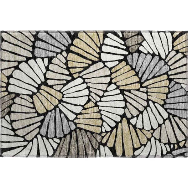 Mayfield Premium Machine Washable Abstract AMF2384 Black 2 ft. x 3 ft. Accent Rug