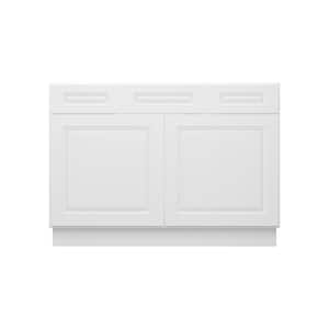 2-Drawer 48 in. W x 21 in. D x 34.5 in. H Ready to Assemble Bath Vanity Cabinet without Top in Raised Panel White