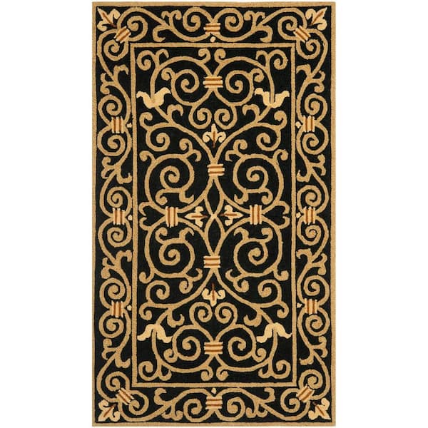 SAFAVIEH Chelsea Black 5 ft. x 8 ft. Interlaced Floral Border Area Rug
