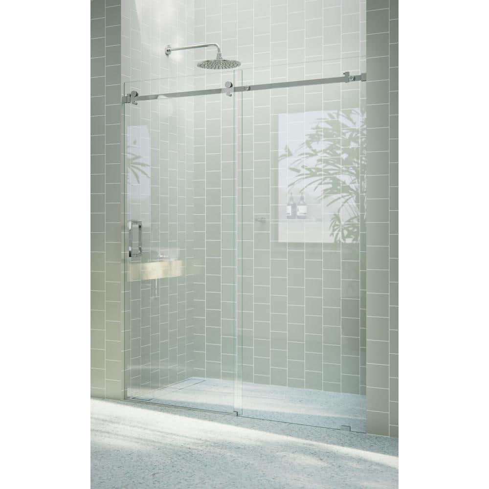 Astro 60'' Frameless Glass Sliding Shower Door with Polished Chrome Hardware