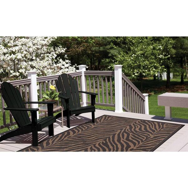 Recife Zebra Black-Cocoa 9 ft. x 13 ft. Indoor/Outdoor Area