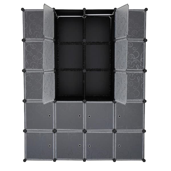 Karl home 69 in. H x 17.72 in. W x 55 in. D Black Plastic Portable Closet with Cube Organizer