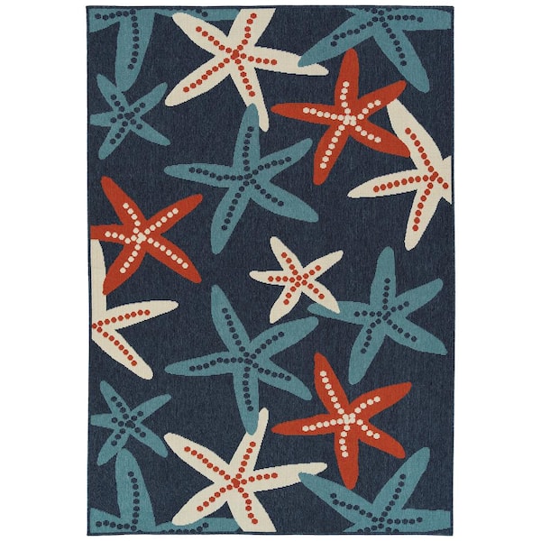 Kaleen Amalie Collection Navy 1 ft. 9 in. x 3 ft. Rectangle Indoor/Outdoor Area Rug