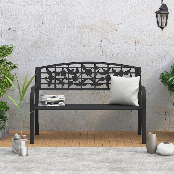 Maypex 50 in. Steel Outdoor Patio Porch Chair Loveseat Bench