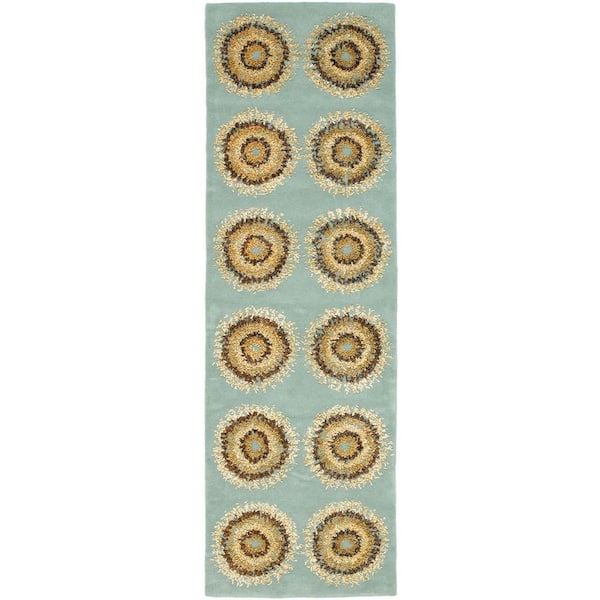 SAFAVIEH Soho Light Blue/Multi 3 ft. x 8 ft. Geometric Runner Rug