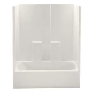 Everyday 60 in. x 32 in. x 78.3 in. 1-Piece Bath and Shower Kit with Right Drain in Bone