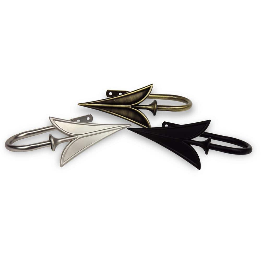 Arrow Black Metal Hook Curtain Holdback (Set of 2)