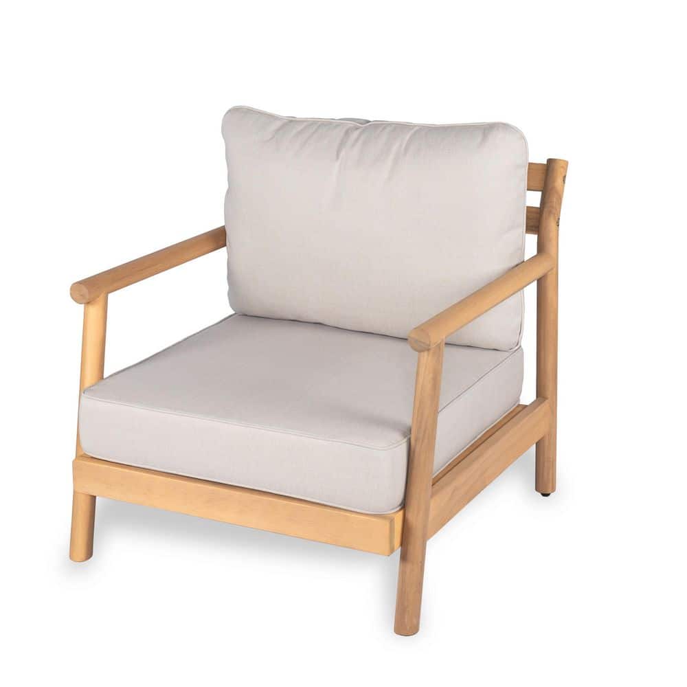 Galena Modern Patio Solid Wood Outdoor Lounge Chair with Beige Cushions, Teak Finish (1-Pack) price history on PriceWatchPro