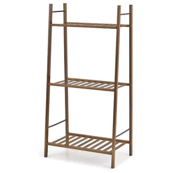 Alpulon Indoor/Outdoor Brown Bamboo Wood Ladder Plant Stand Display
