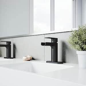 Ileana Single Handle Single-Hole Bathroom Faucet Set with Deck Plate in Matte Black