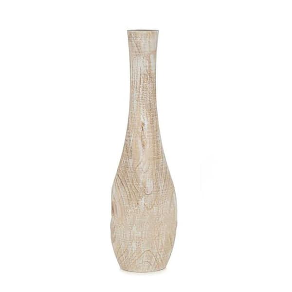 Wood Floor Vase Home Decor 22 in Rustic Beige Cylinder Decorative Vase, Bottle LX0585