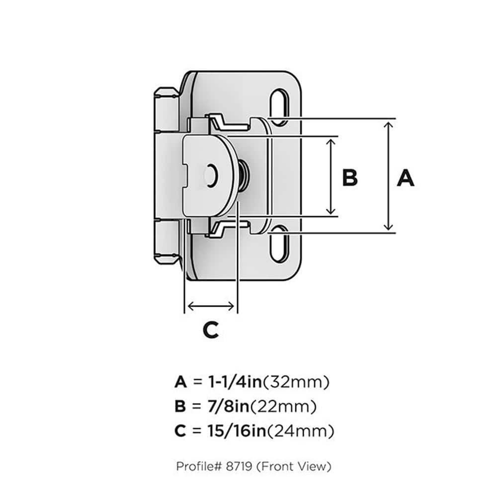 Satin Nickel 1/2 Inch Overlay Cabinet Hinge Pair