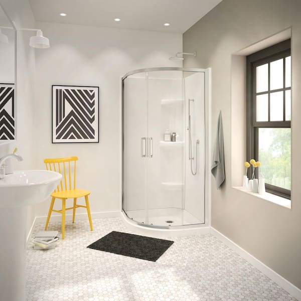 36 in. x 36 in. Single Threshold Neo-Round Shower Base in White