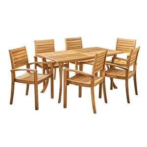 Anchor Teak Brown 7-Piece Wood Outdoor Dining Set