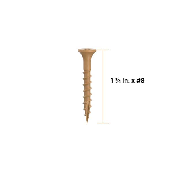 #8 x 1-1/4 in. Tan Torx Star Drive Exterior Bugle Head Wood Deck Screws (100-Count)