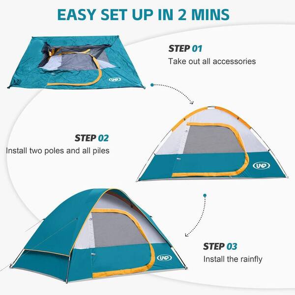 8 ft. x 7 ft. 4-Person Waterproof Windproof Camping Tent with