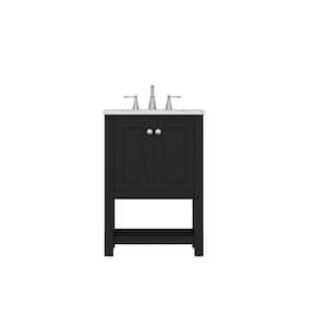 Wilmington 24 in. W x 34.2 in. H x 22 in. D Bath Vanity in Espresso with Marble Vanity Top in White with White Basin