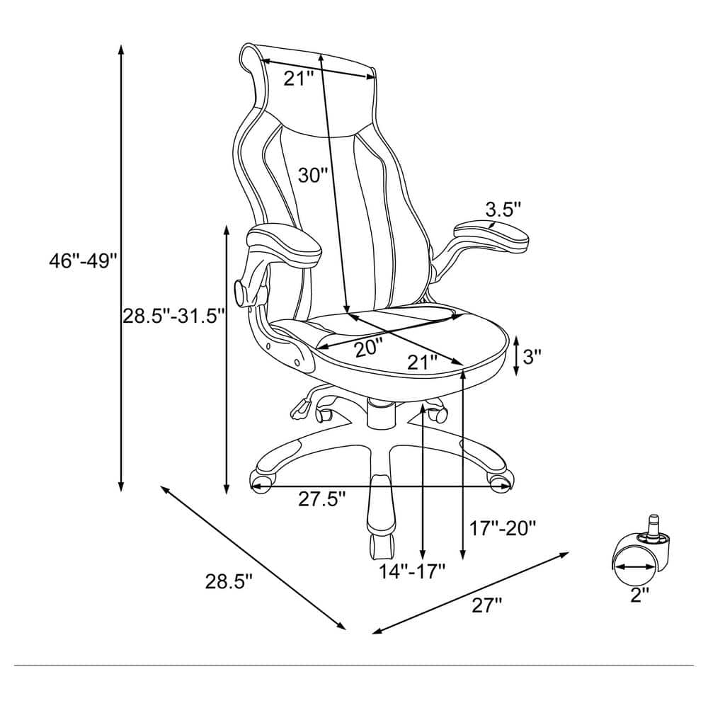 Transitional High-Back Black Leatherette Ergonomic Office Chair with Adjustable Arms