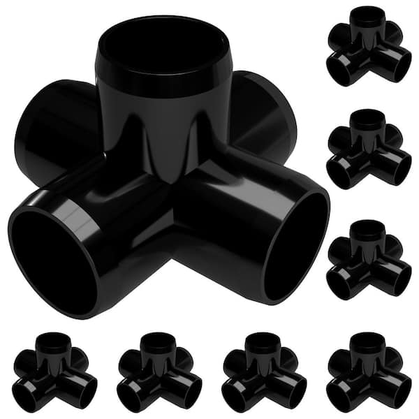 Formufit 3/4 in. Furniture Grade PVC 5-Way Cross in Black (8-Pack)