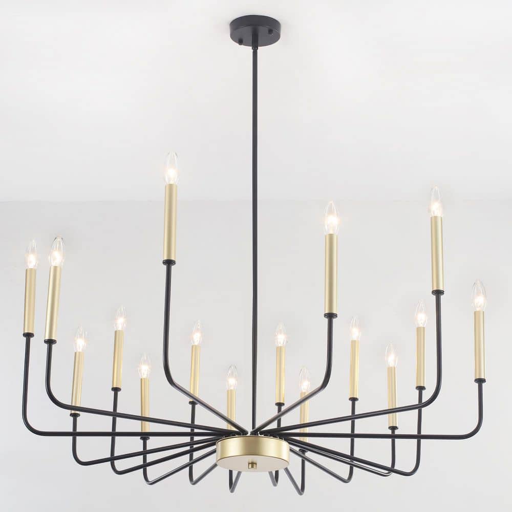 LWYTJO 16-Light Black/Gold Metal Modern Farmhouse Candle