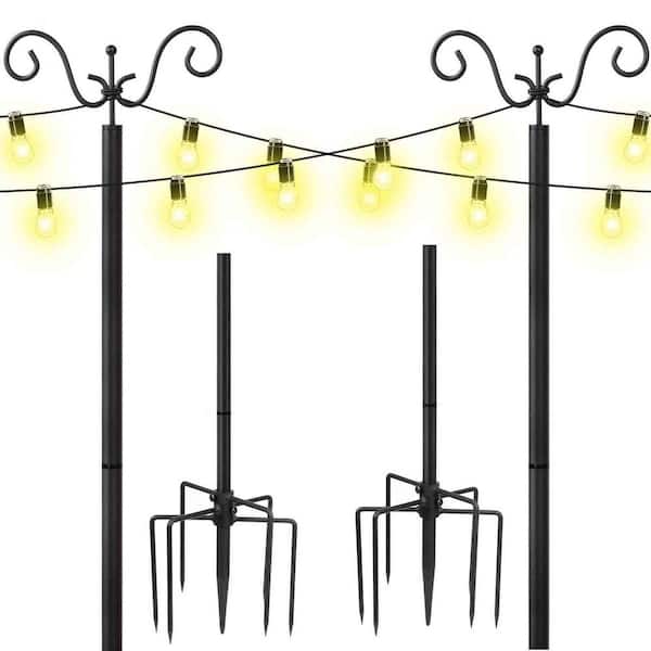 108 in. Black Outdoor String Light Poles Stand for Patio Fence Garden
