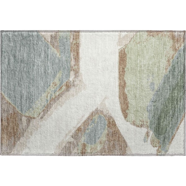 Mayfield Premium Machine Washable Abstract AMF2571 Ivory 2 ft. x 3 ft. Accent Rug