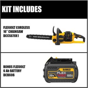 60V MAX 16in. Brushless Battery Powered Chainsaw Kit with (2) FLEXVOLT Batteries & Charger