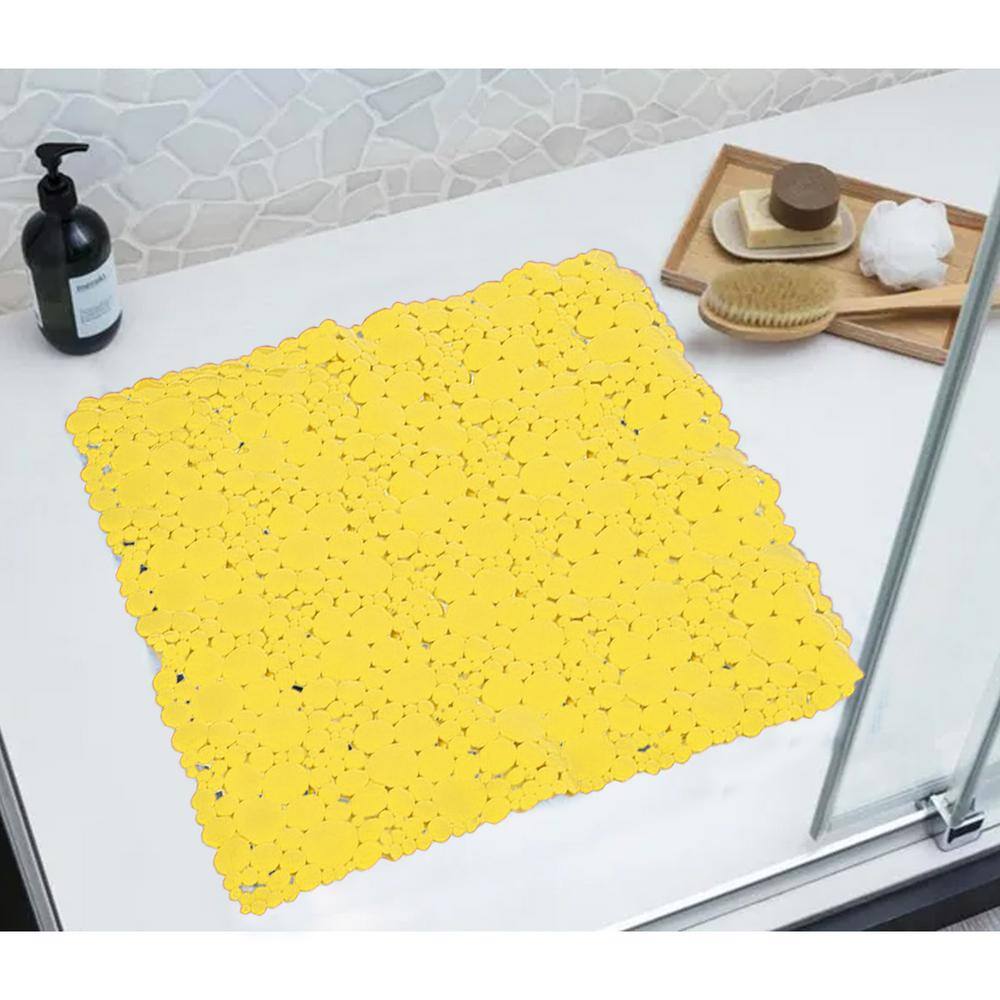 Yellow PVC Non-Slip Square Shower Mat 20" x 20"