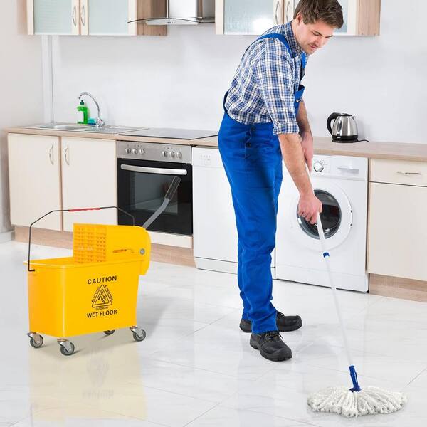 ITOPFOX 5 gal. Yellow Plastic Cleaning Bucket, Janitor Mop ITOPFOX 5 gal. Yellow Plastic Cleaning Bucket, Janitor Mop