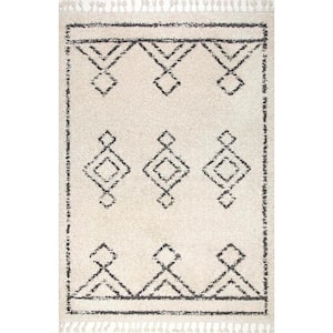 Mackie Moroccan Diamond Shag Off-White 12 ft. x 18 ft. Area Rug