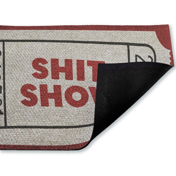 Red Sh*t Show Ticket Red 18 in. x 30 in. Polyester Non-Slip Outdoor Door Mat