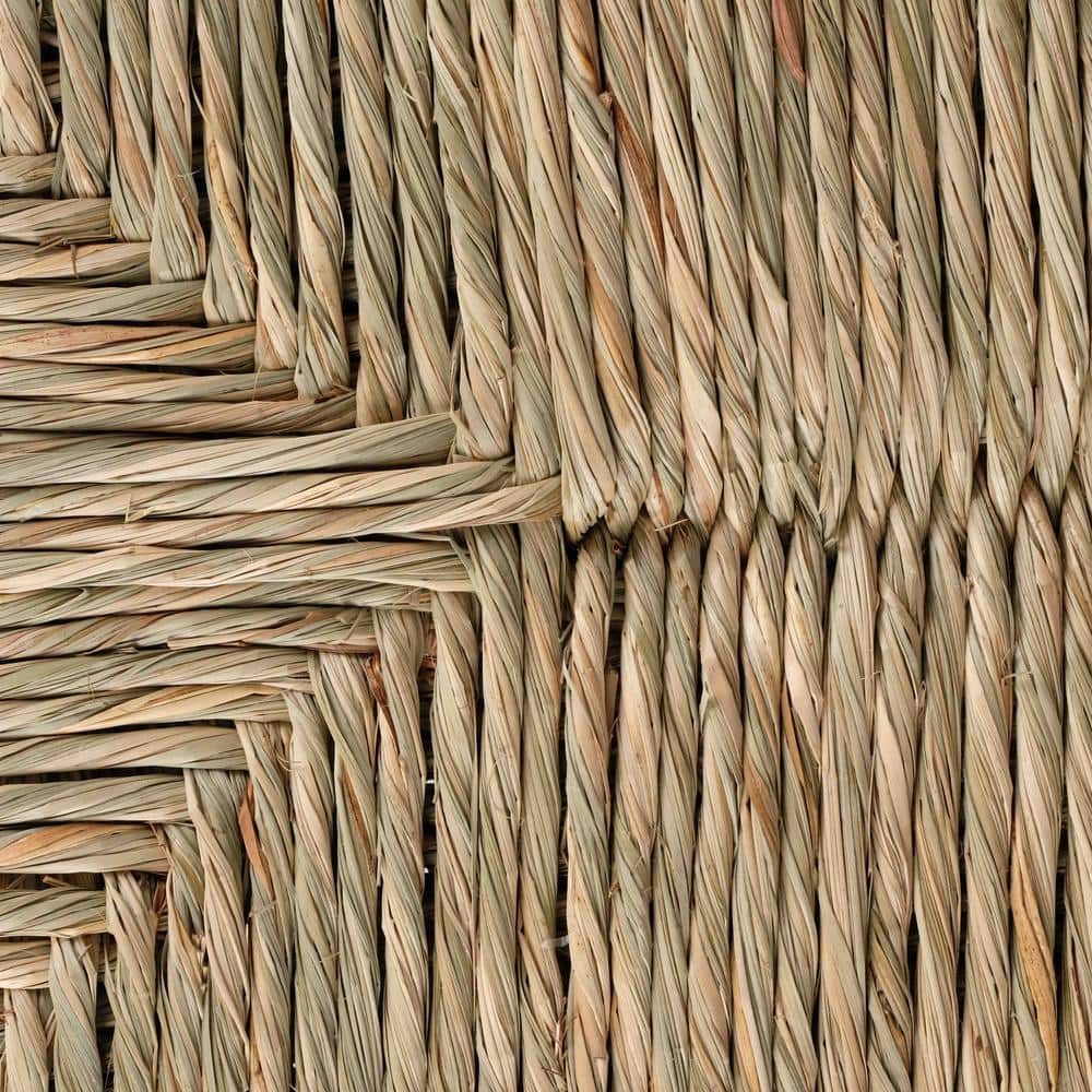 Large Dark Natural Seagrass and Wood Bench