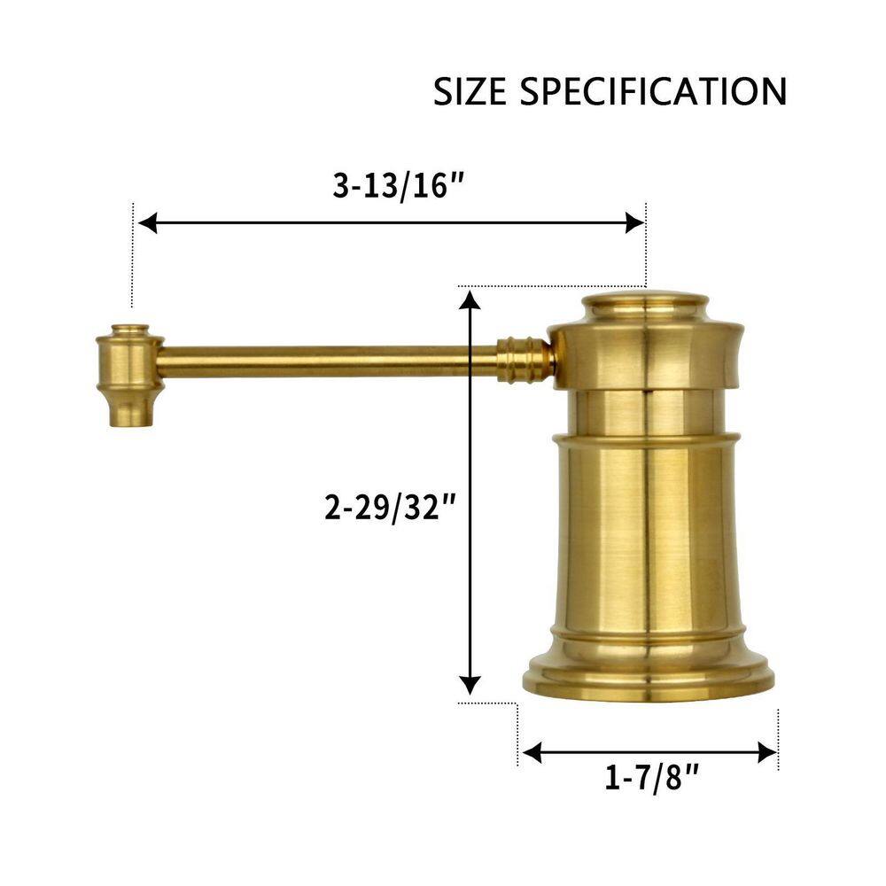 Brass Gold Kitchen Sink Soap Dispenser with Refill Bottle