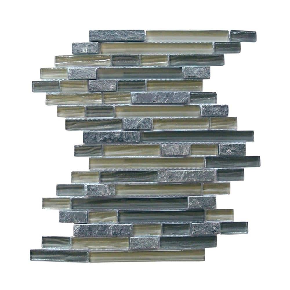 Midcentury Green 12 in. x 12 in. Linear Glass and Stone Wall Pool Mosaic Tile (11.22 sq. ft./Case) price history on PriceWatchPro
