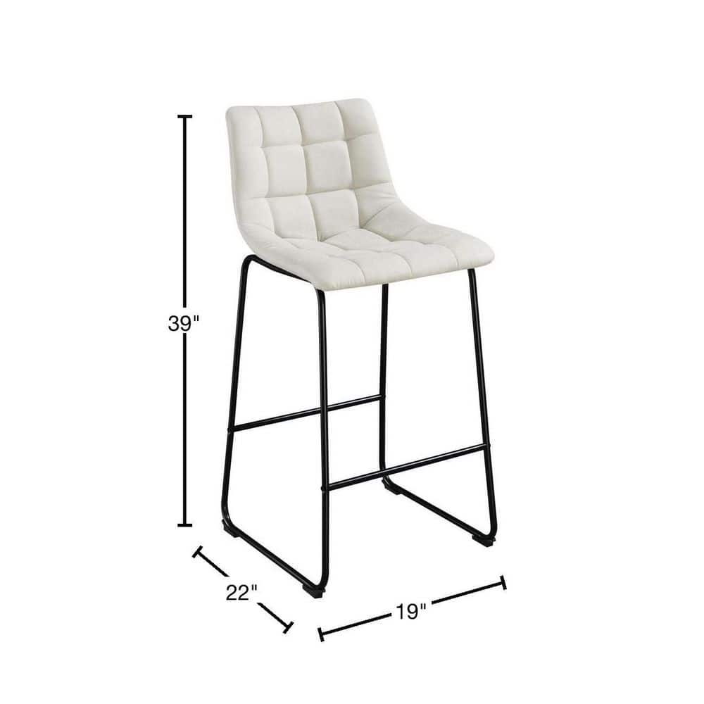 Linen White Industrial Leather & Metal 30" Bar Stool Set